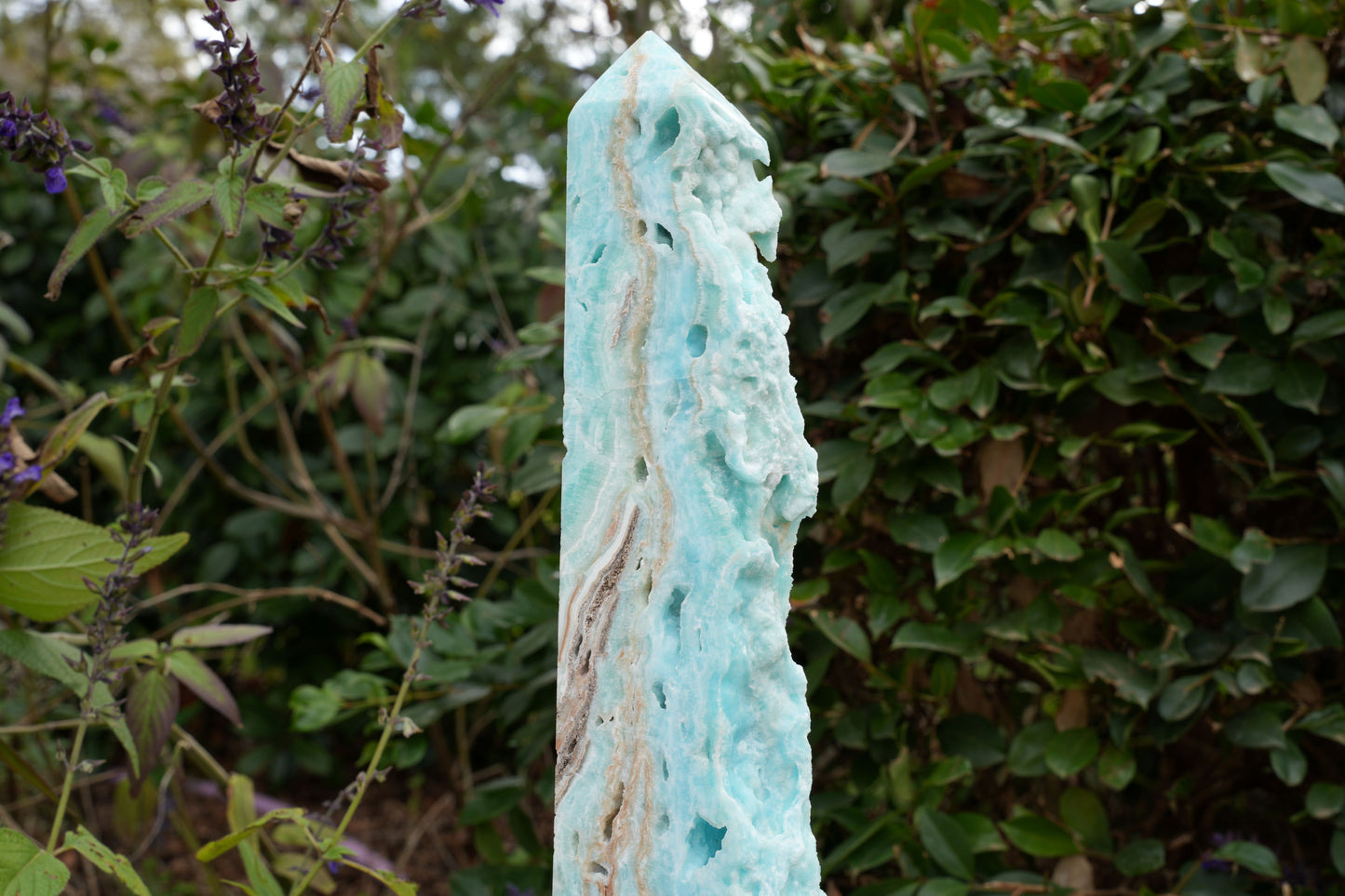 Extra Large Hemimorphite Towers With Raw Edge | On Wooden Stand | Reiki Infused