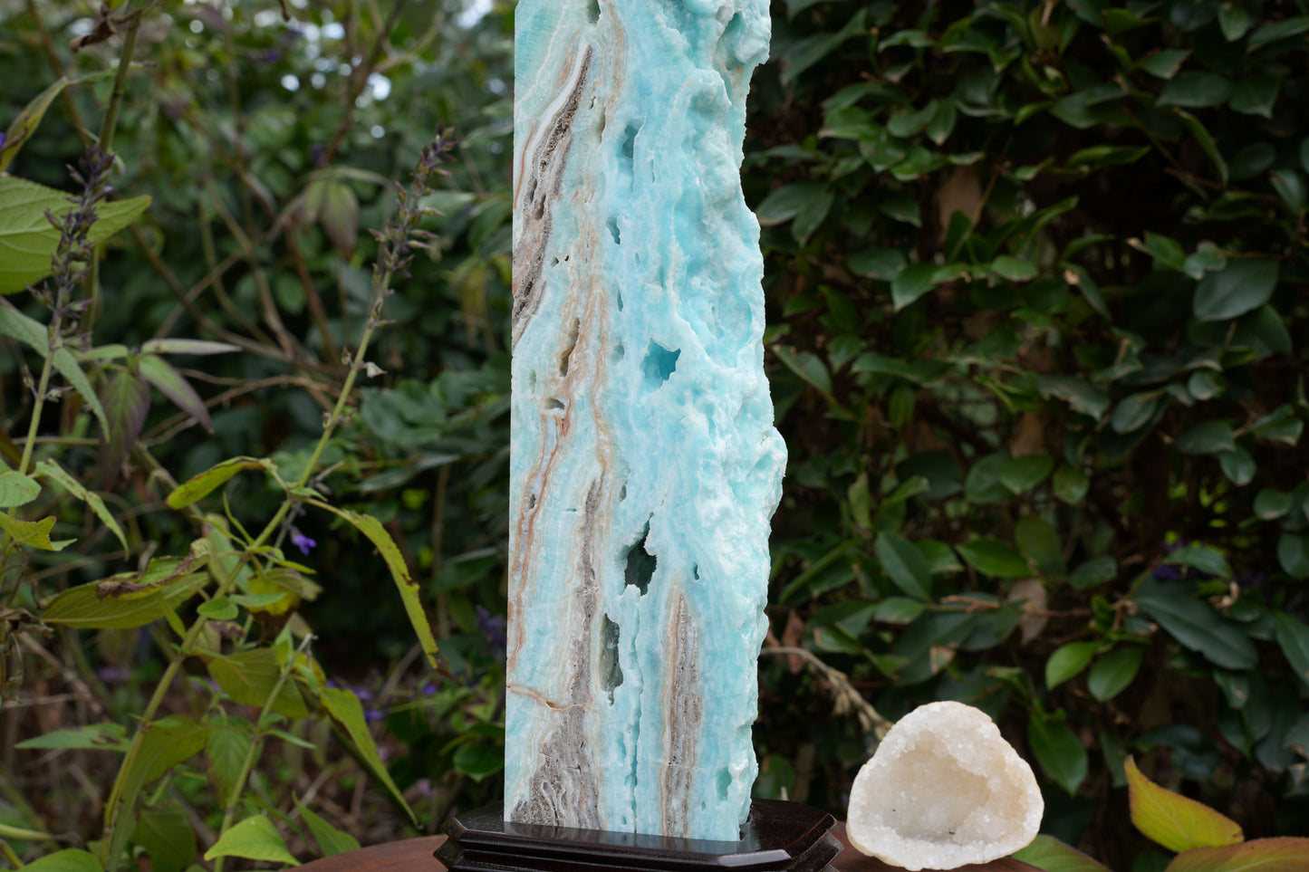 Extra Large Hemimorphite Towers With Raw Edge | On Wooden Stand | Reiki Infused