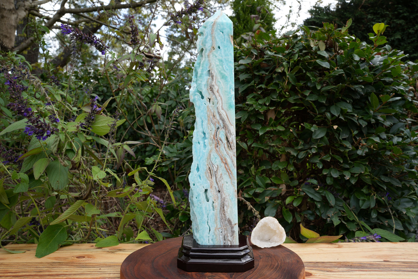 Extra Large Hemimorphite Towers With Raw Edge | On Wooden Stand | Reiki Infused