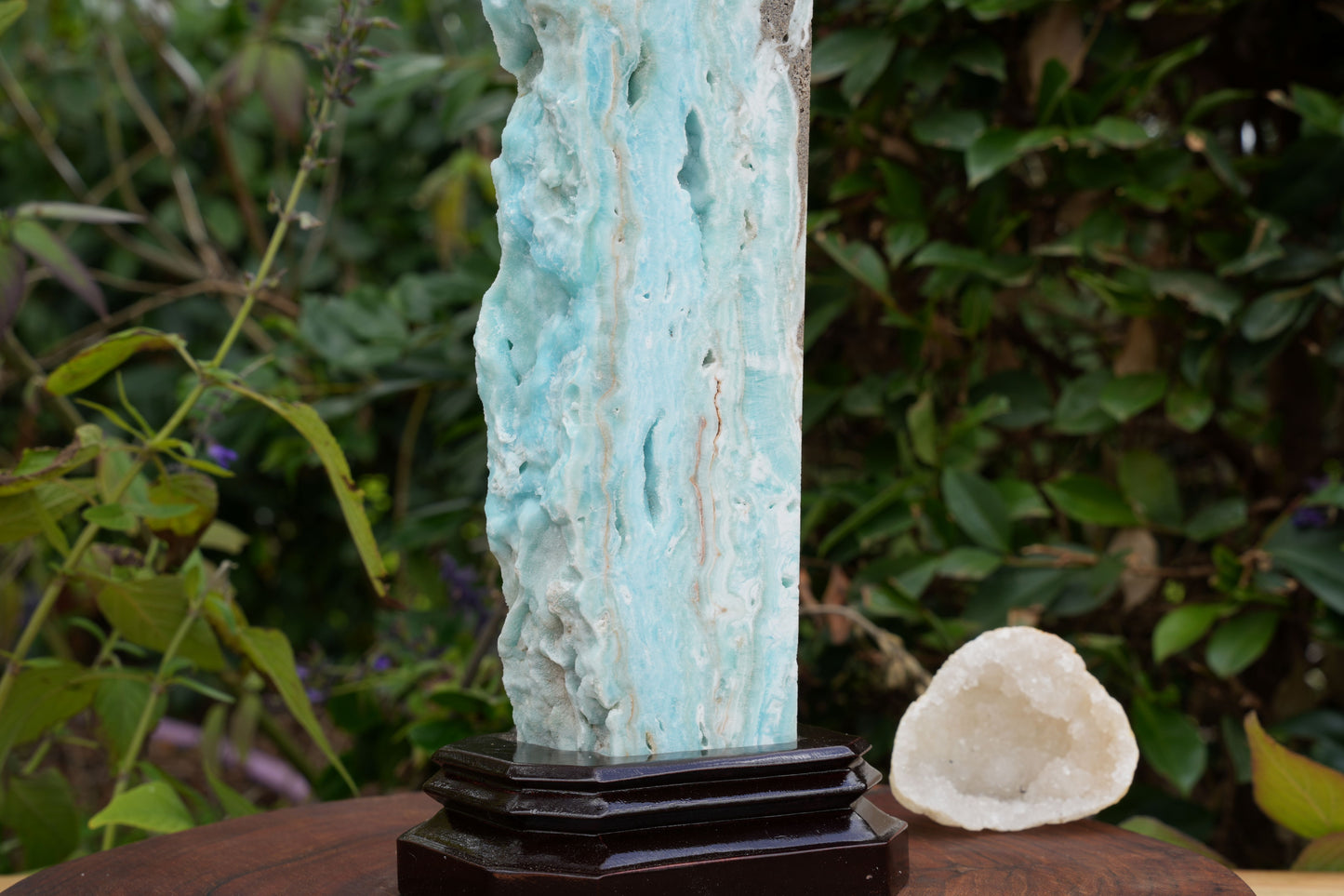 Extra Large Hemimorphite Towers With Raw Edge | On Wooden Stand | Reiki Infused