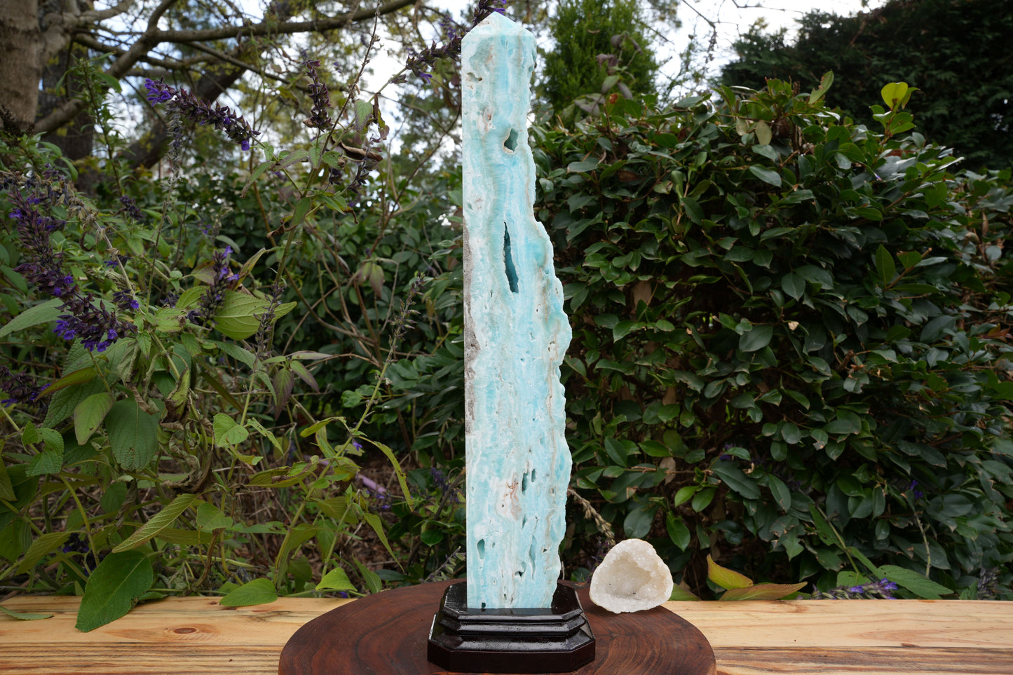 Extra Large Hemimorphite Towers With Raw Edge | On Wooden Stand | Reiki Infused
