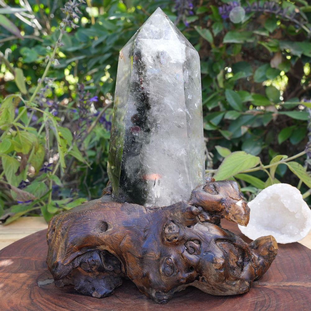 Garden Quartz on Wooden Stand | Reiki Infused