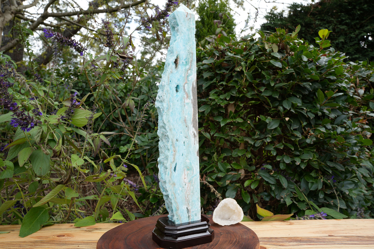 Extra Large Hemimorphite Towers With Raw Edge | On Wooden Stand | Reiki Infused