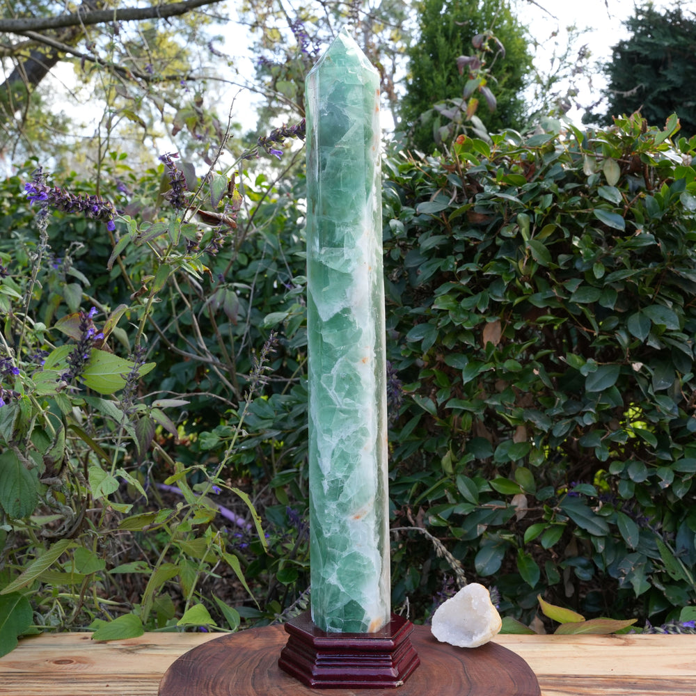 Enormous Ocean Fluorite Tower on Stand | Reiki Infused