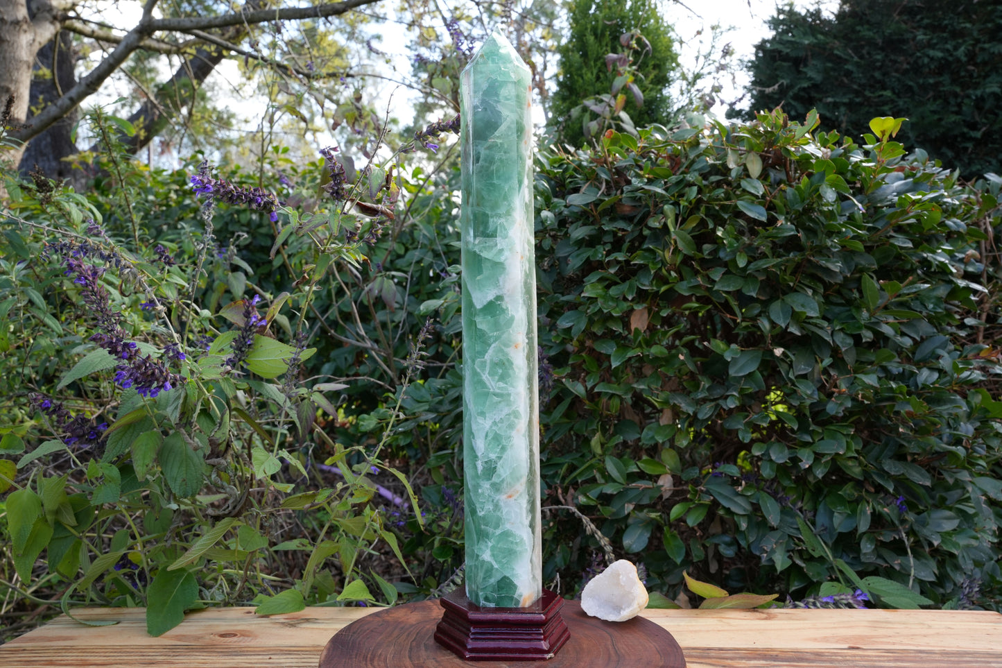 Enormous Ocean Fluorite Tower on Stand | Reiki Infused