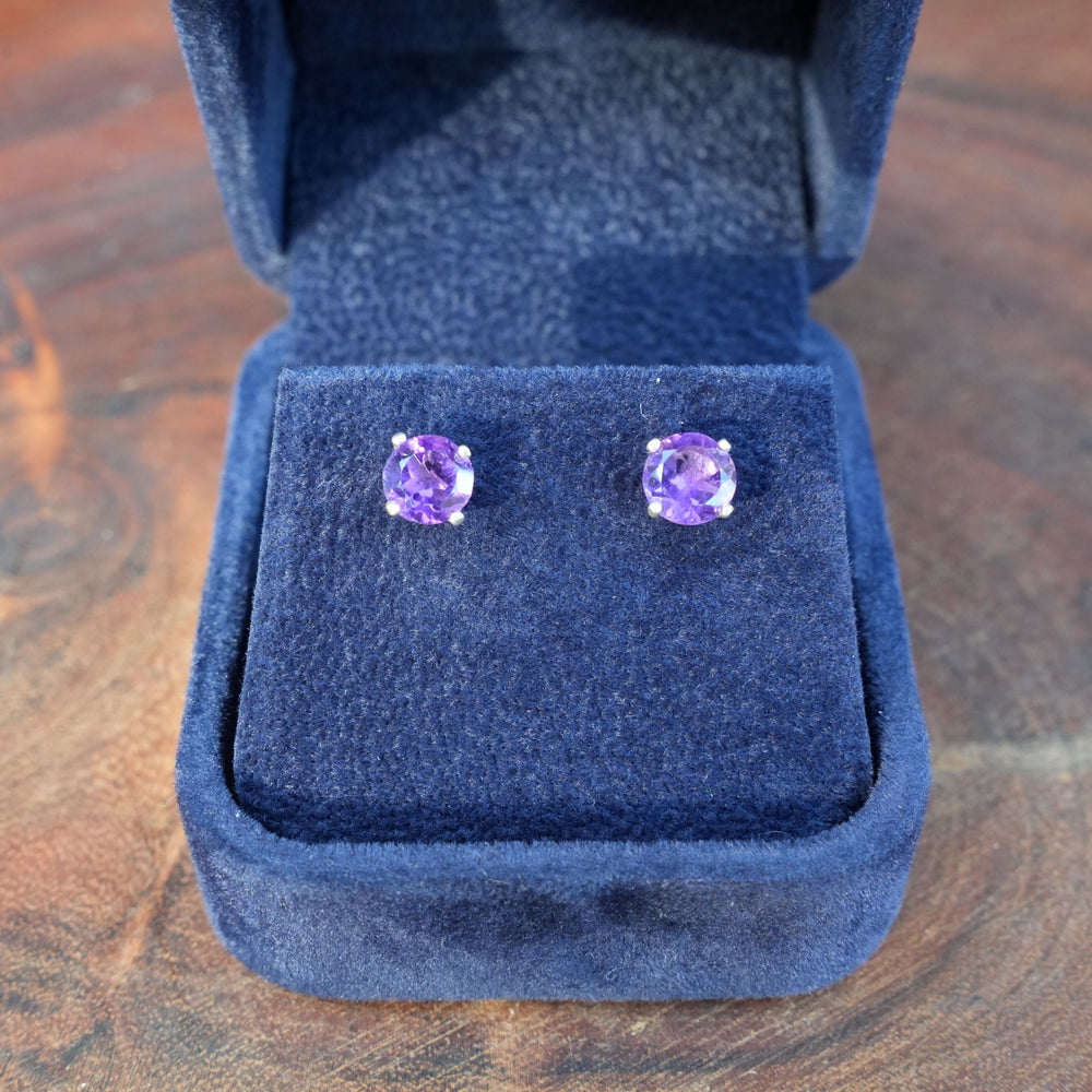 High Grade Amethyst Studded Earrings | Stirling Silver | Reiki Infused
