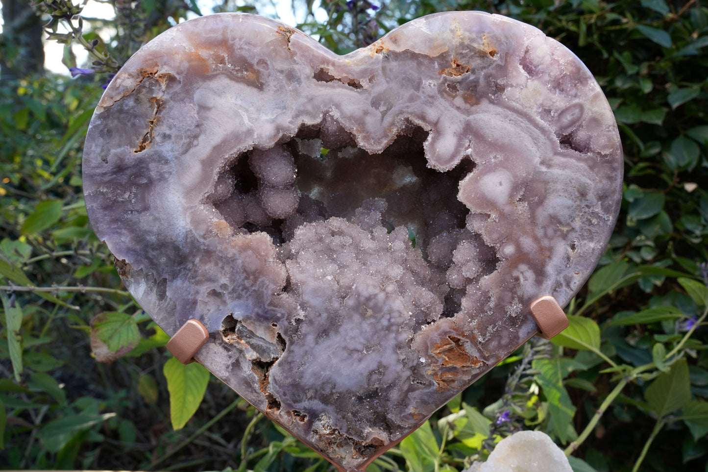 AAA Grade Huge Druzy Pink Amethyst Heart | On Rose Gold Stand | Reiki Infused