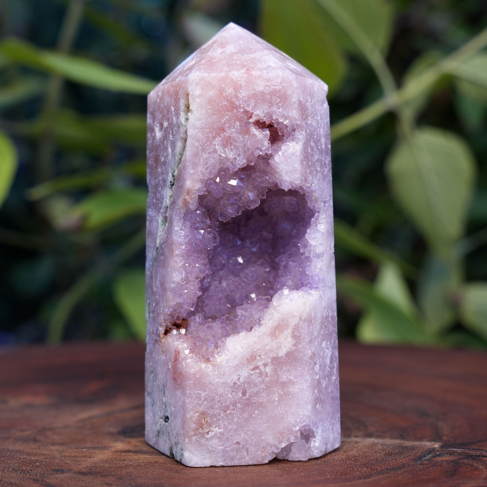 High Grade Druzy Pink Amethyst Tower | Reiki Infused