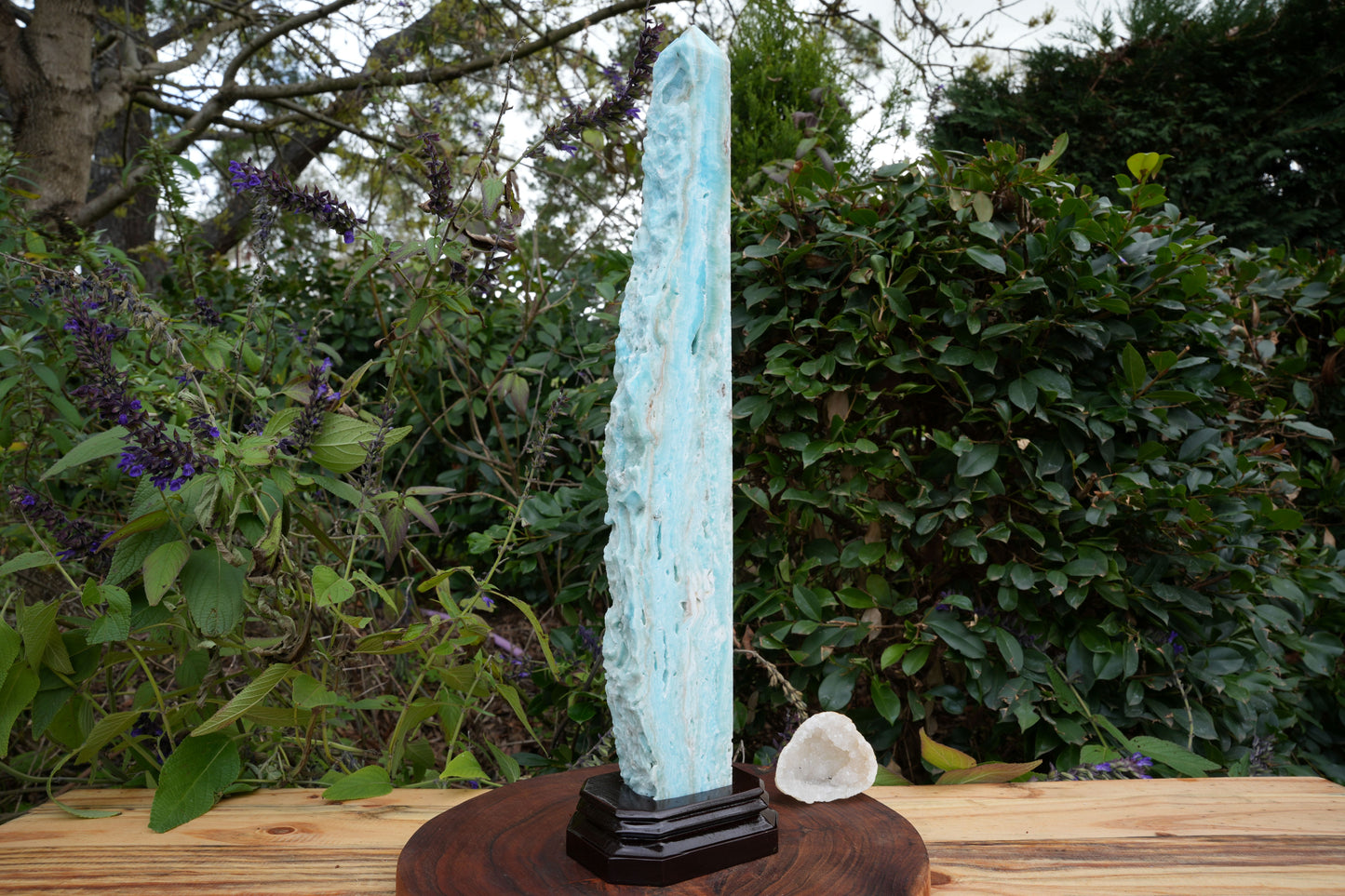 Extra Large Hemimorphite Towers With Raw Edge | On Wooden Stand | Reiki Infused