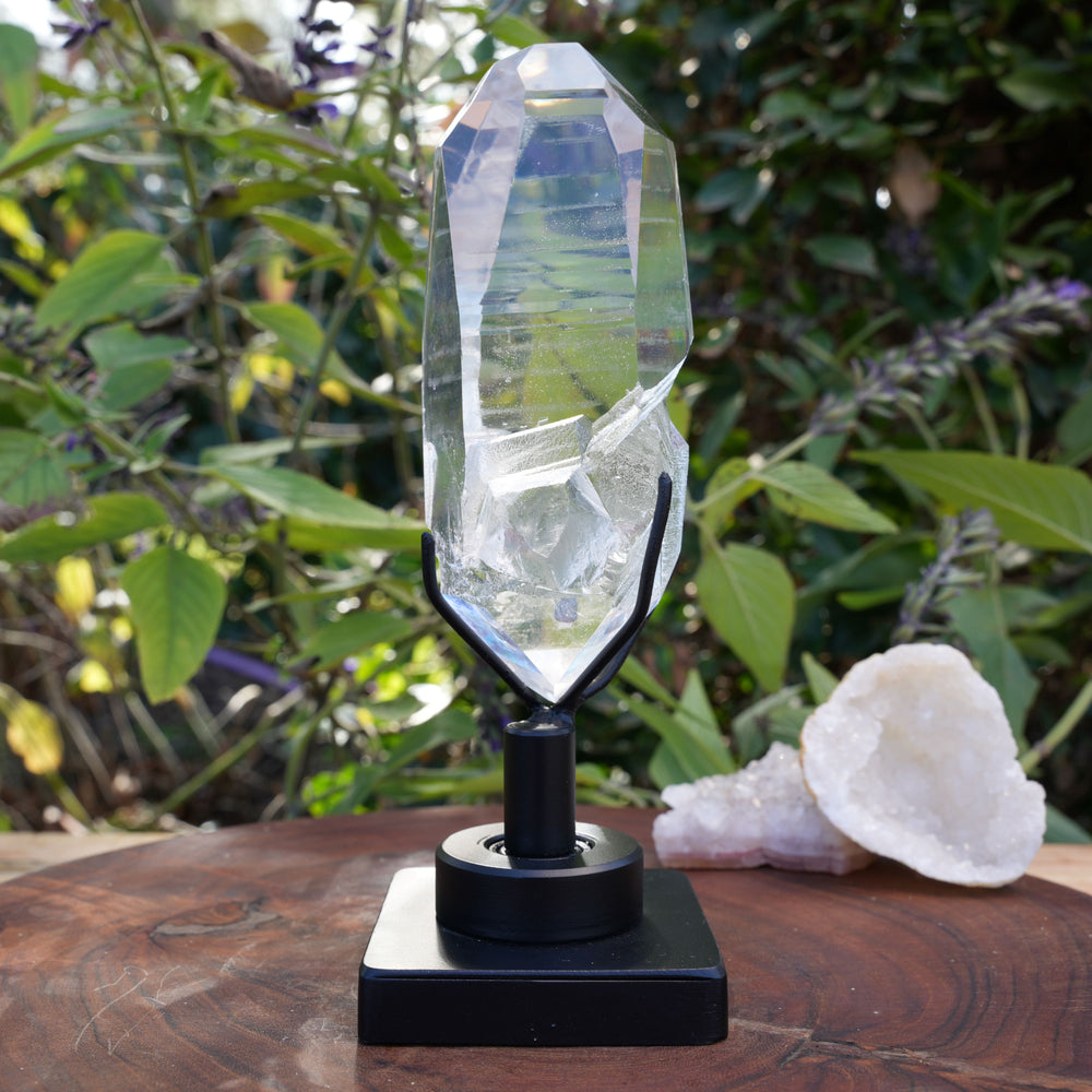 AAA Grade Lemurian Star Seed Quartz on Rotating Stand | Reiki Infused