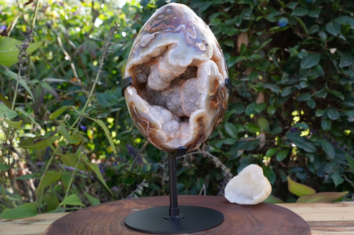 Large Druzy Agate Geode Egg with Stand | Reiki Infused