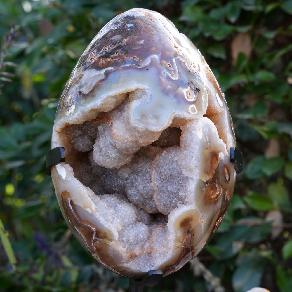 Large Druzy Agate Geode Egg with Stand | Reiki Infused