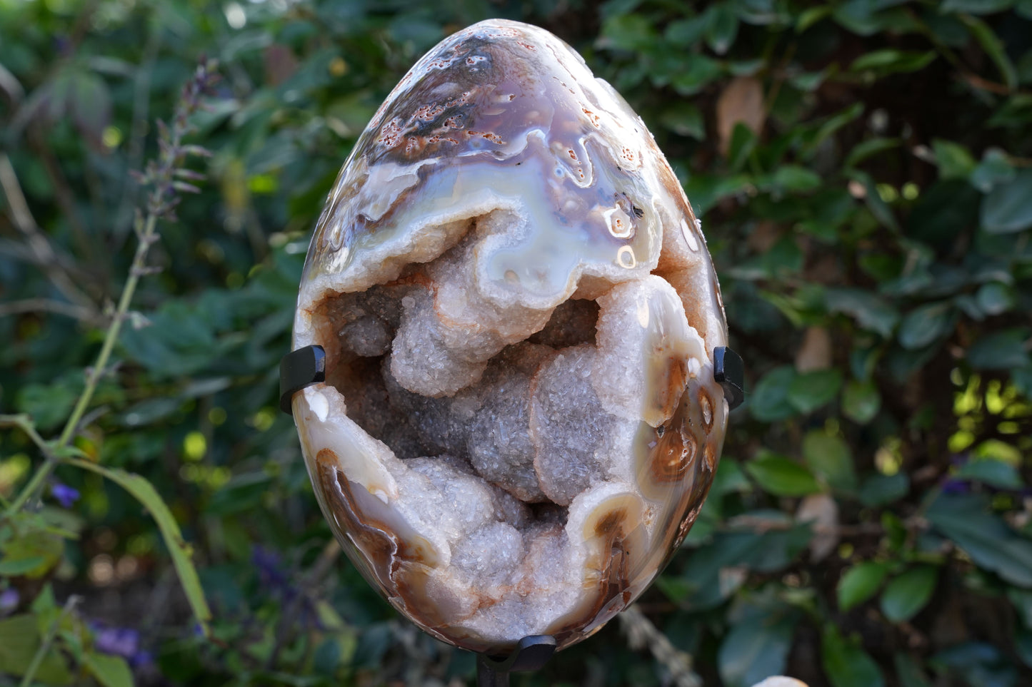 Large Druzy Agate Geode Egg with Stand | Reiki Infused