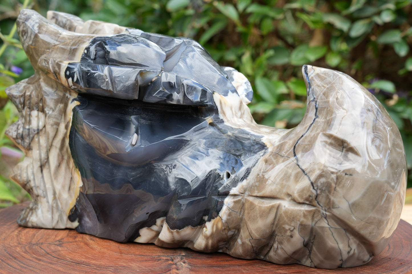 Large UV Reactive Volcanic Agate Dragon Head | Reiki Infused