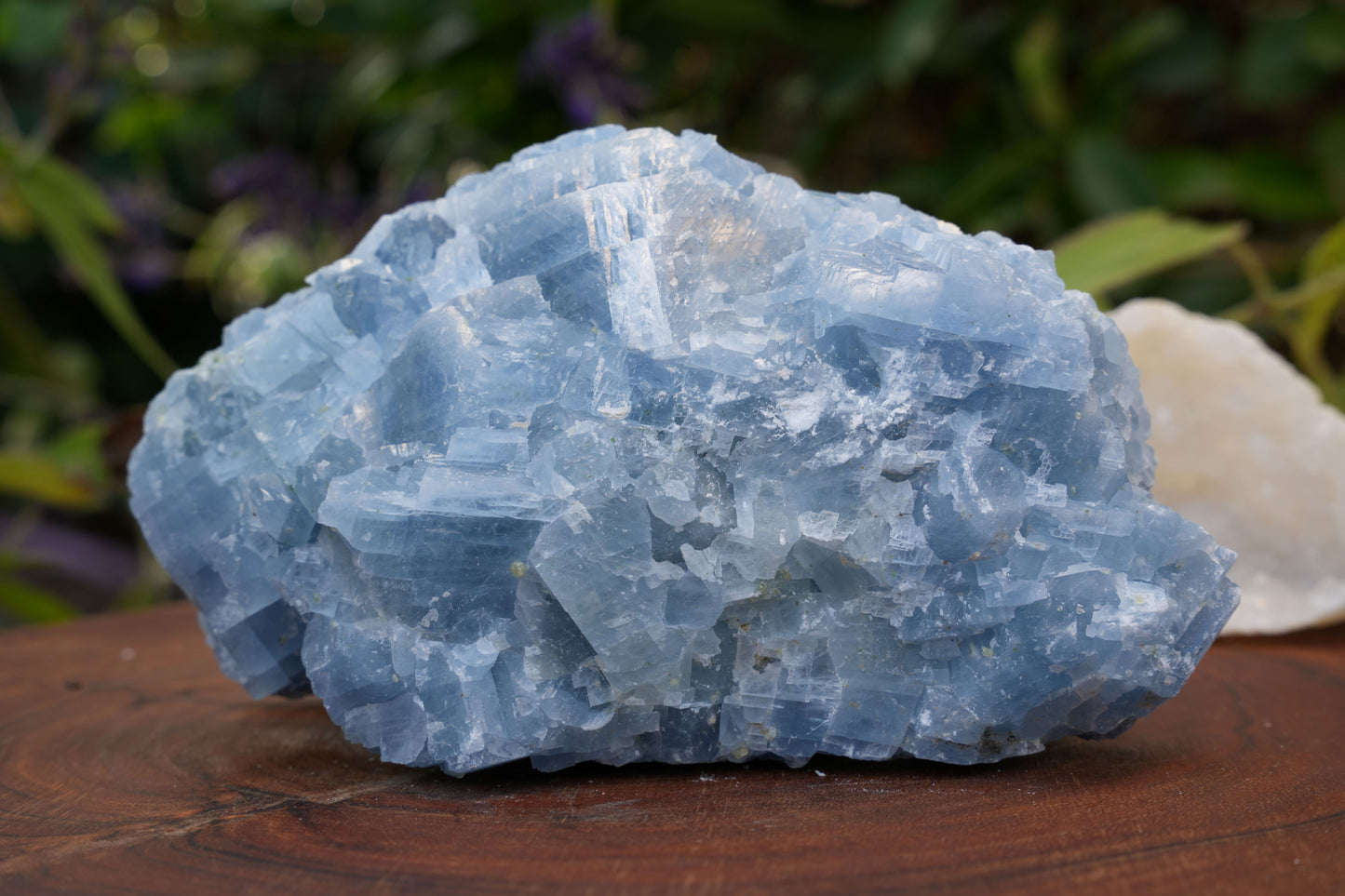 Large Raw Blue Calcite with Natural Green Inclusions | Reiki Infused