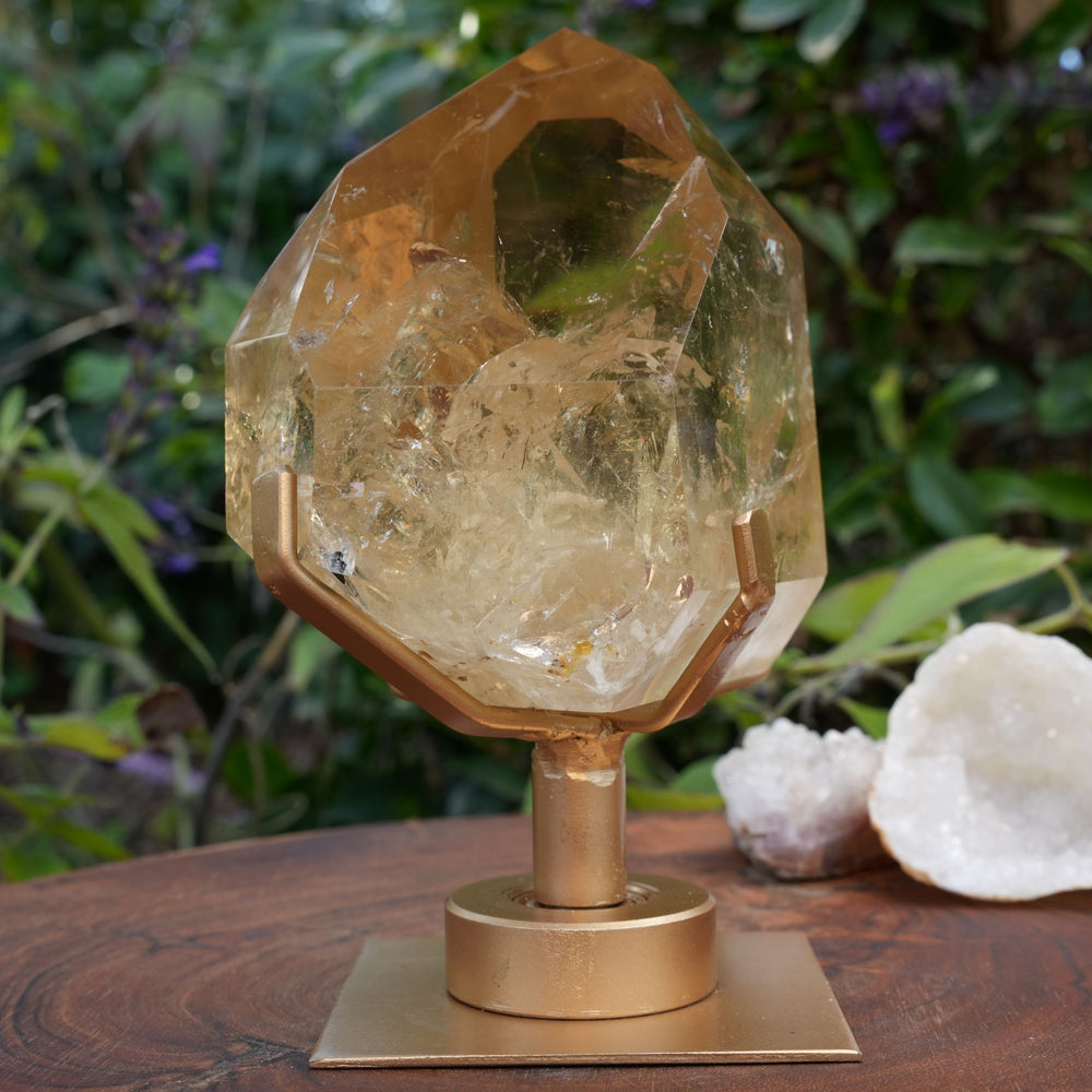 AAA Grade Natural Citrine Generator | On Gold Rotating Stand | Reiki Infused