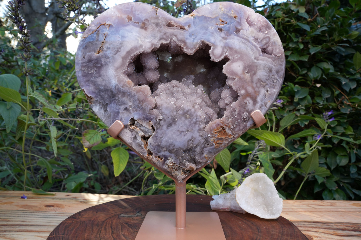 AAA Grade Huge Druzy Pink Amethyst Heart | On Rose Gold Stand | Reiki Infused