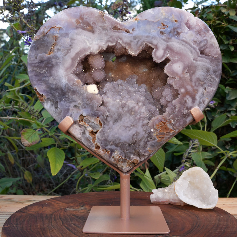 
                  
                    AAA Grade Huge Druzy Pink Amethyst Heart | On Rose Gold Stand | Reiki Infused
                  
                