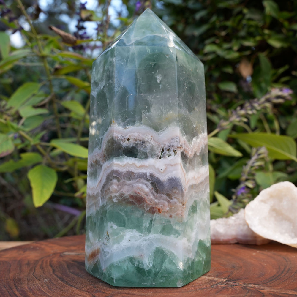 Large & Wide Ocean Fluorite Towers | Reiki Infused
