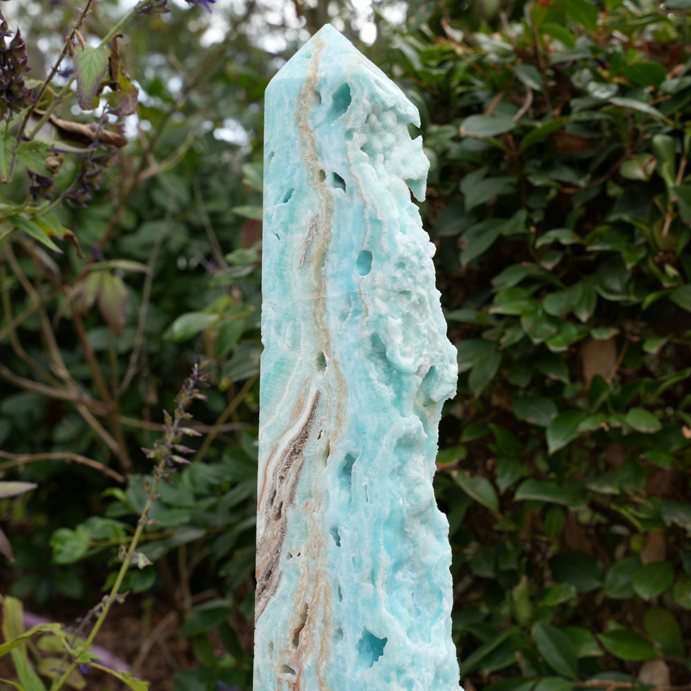 
                  
                    Extra Large Hemimorphite Towers With Raw Edge | On Wooden Stand | Reiki Infused
                  
                