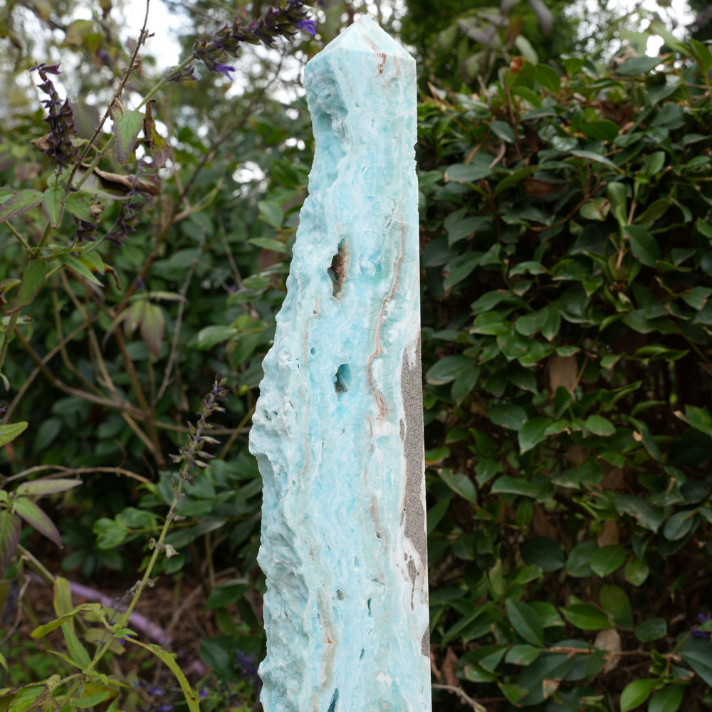 
                  
                    Extra Large Hemimorphite Towers With Raw Edge | On Wooden Stand | Reiki Infused
                  
                