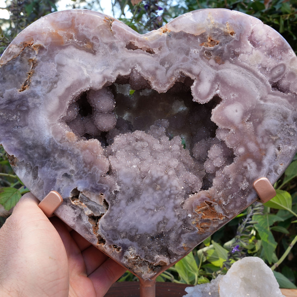 
                  
                    AAA Grade Huge Druzy Pink Amethyst Heart | On Rose Gold Stand | Reiki Infused
                  
                