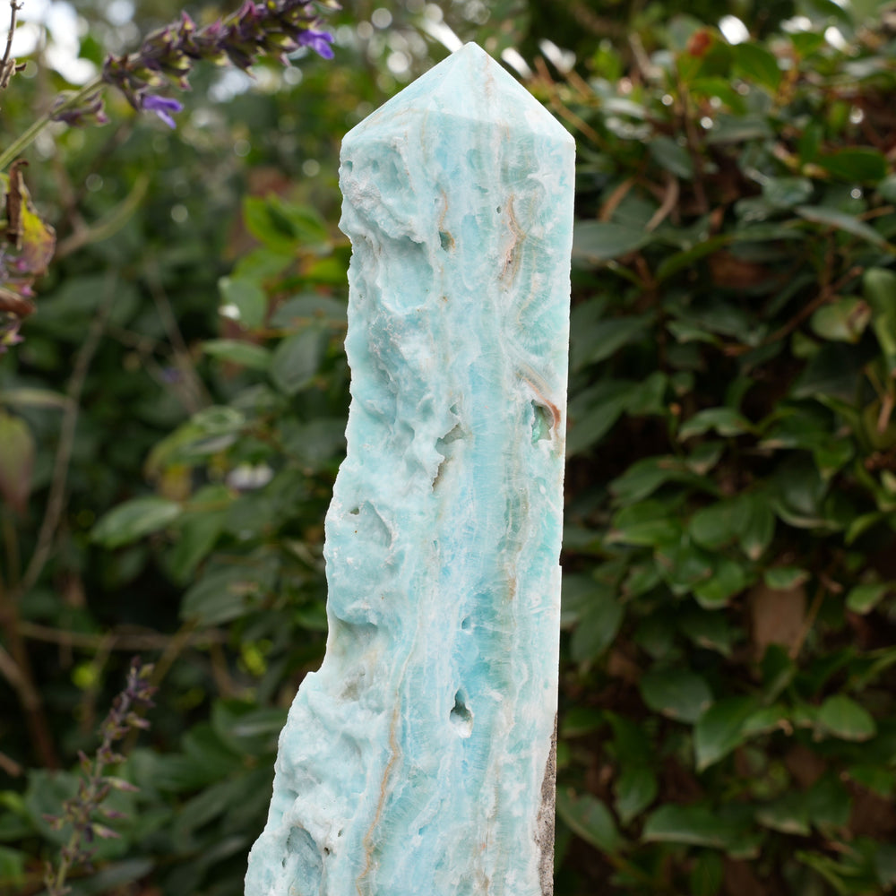 
                  
                    Extra Large Hemimorphite Towers With Raw Edge | On Wooden Stand | Reiki Infused
                  
                