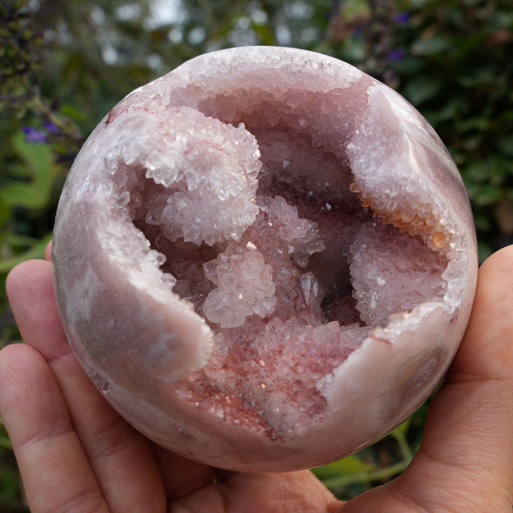 
                  
                    AAA Grade Druzy Pink Amethyst Sphere on Glass Stand | Reiki Infused
                  
                