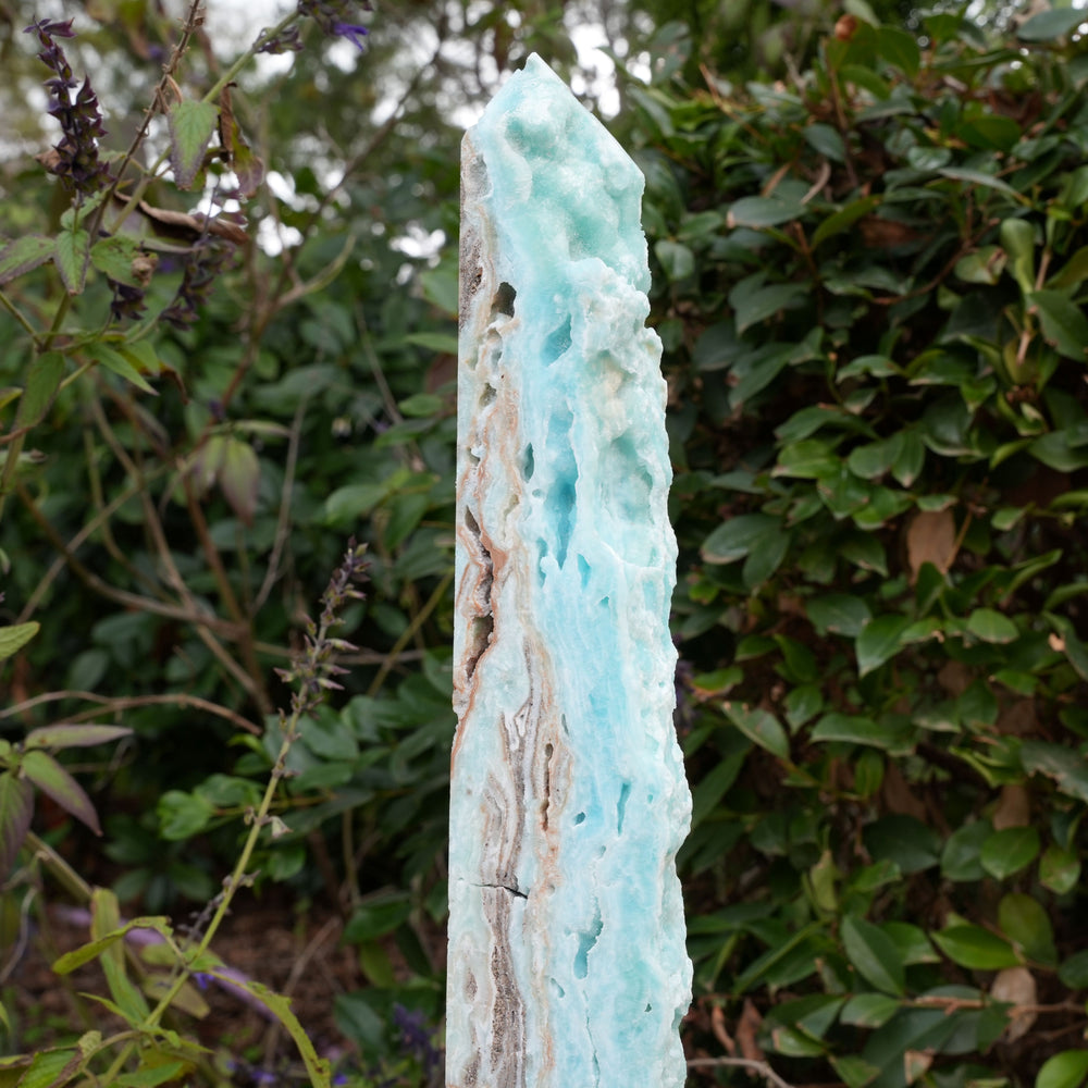 
                  
                    Extra Large Hemimorphite Towers With Raw Edge | On Wooden Stand | Reiki Infused
                  
                