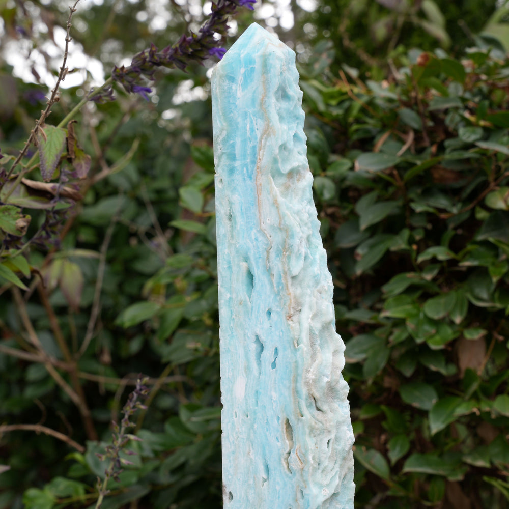 
                  
                    Extra Large Hemimorphite Towers With Raw Edge | On Wooden Stand | Reiki Infused
                  
                