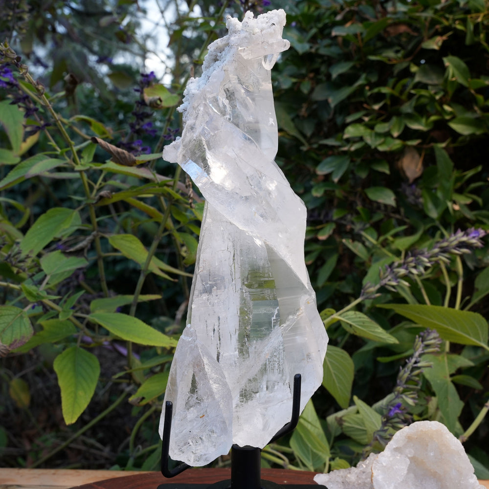 
                  
                    Unique Lemurian with Albite & Black Tourmaline Rutile's On Rotating Stand | Reiki Infused
                  
                