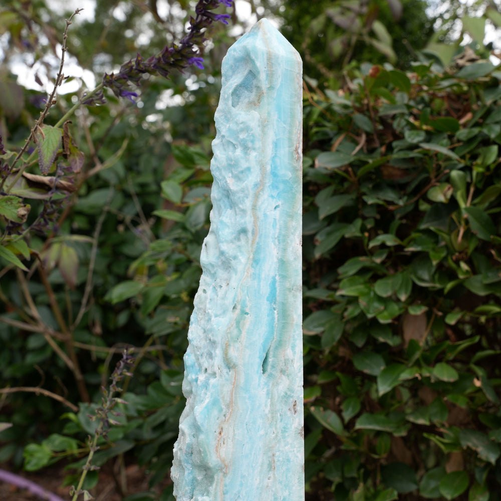 
                  
                    Extra Large Hemimorphite Towers With Raw Edge | On Wooden Stand | Reiki Infused
                  
                