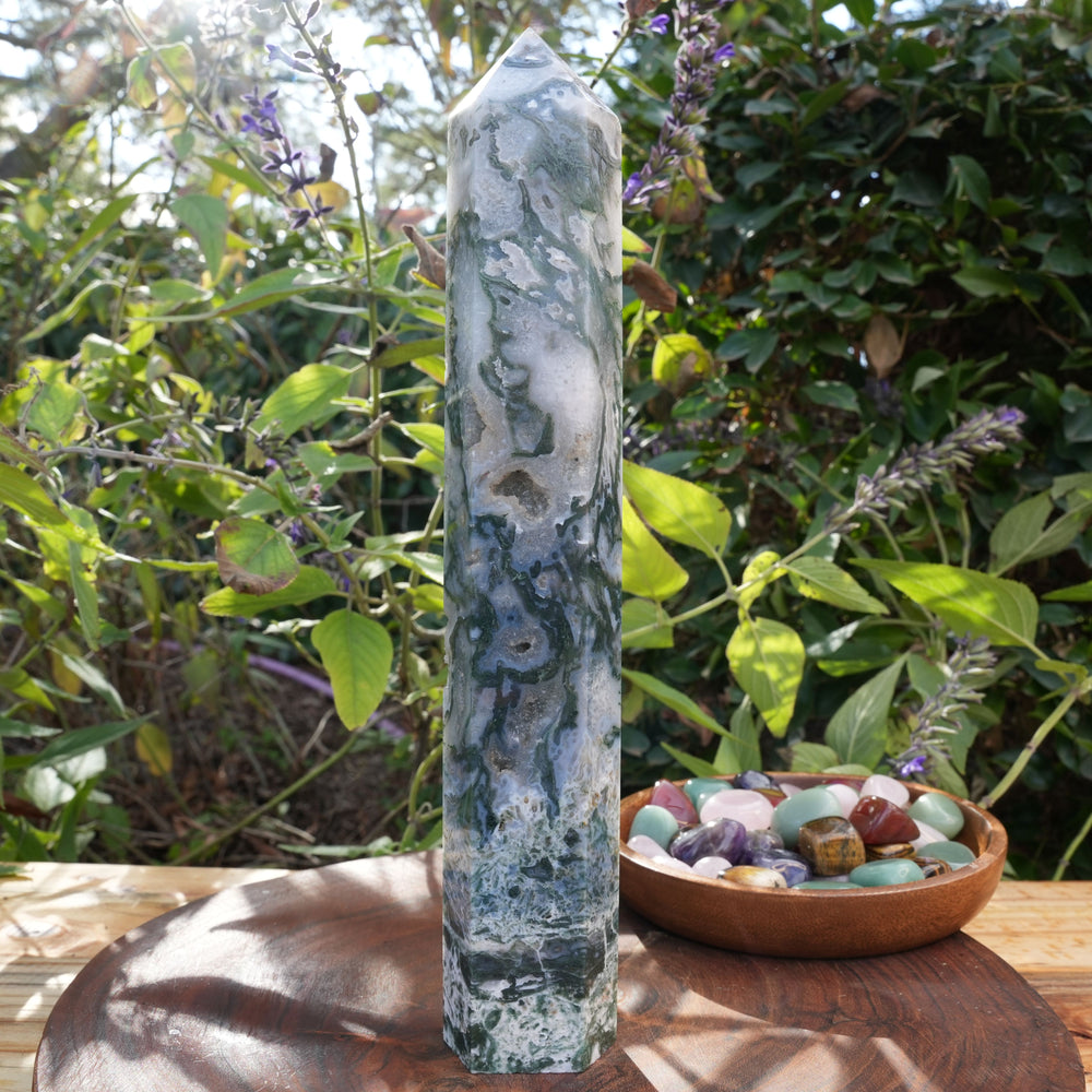 
                  
                    Large Moss Agate Towers | Reiki Infused
                  
                