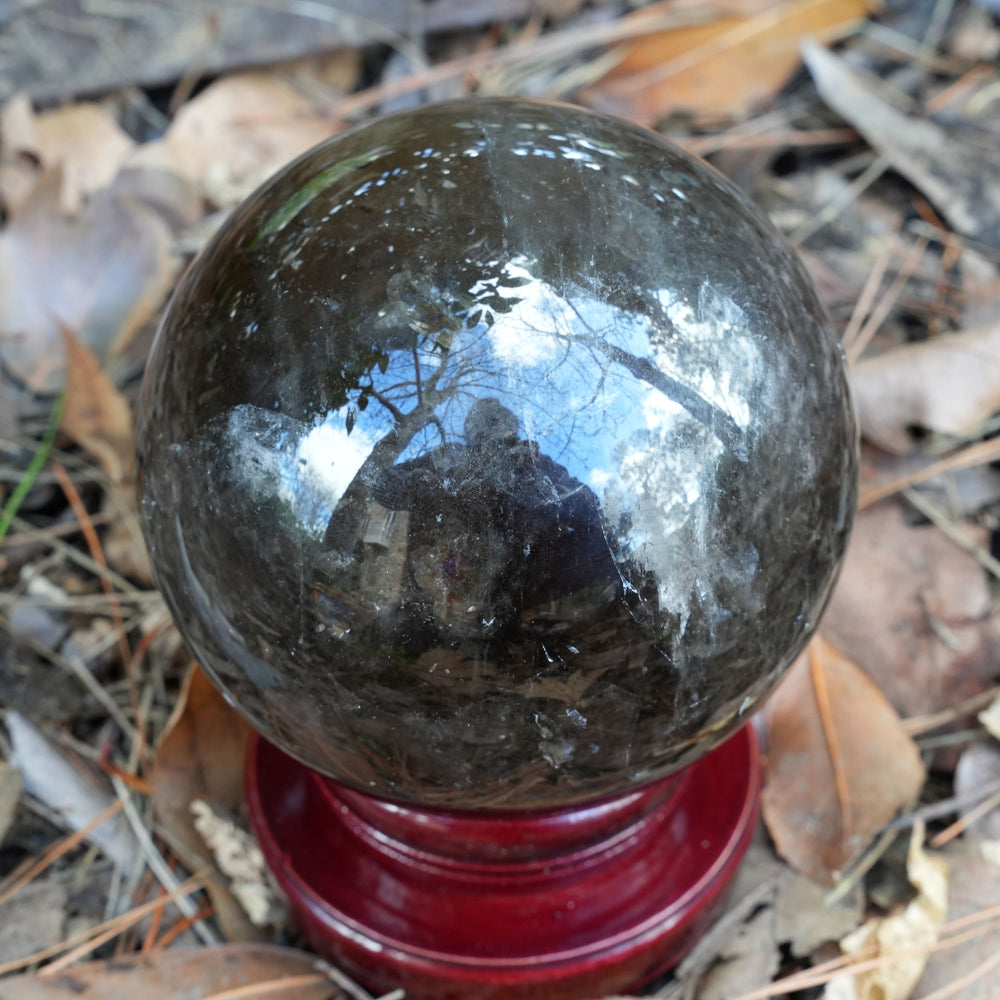 
                  
                    Large Smoky Quartz Sphere on Wooden Holder | Reiki Infused
                  
                