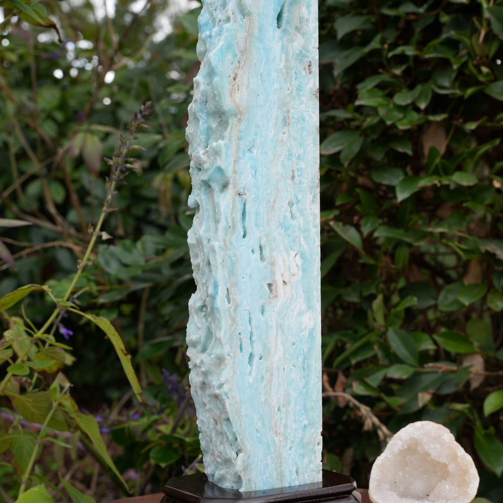 
                  
                    Extra Large Hemimorphite Towers With Raw Edge | On Wooden Stand | Reiki Infused
                  
                
