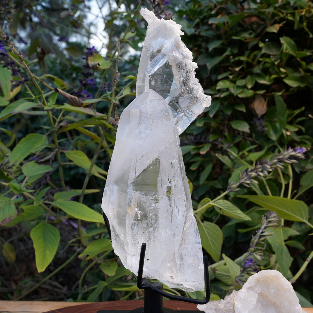 
                  
                    Unique Lemurian with Albite & Black Tourmaline Rutile's On Rotating Stand | Reiki Infused
                  
                