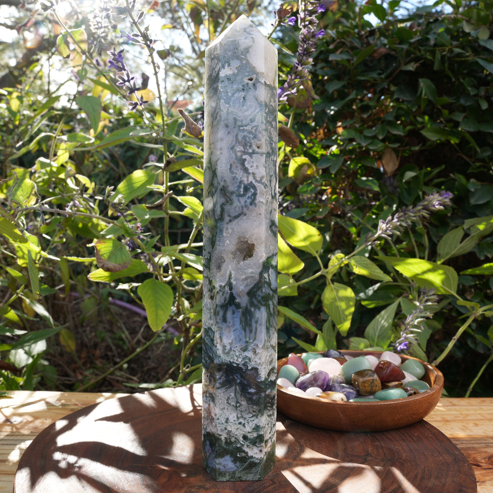 
                  
                    Large Moss Agate Towers | Reiki Infused
                  
                