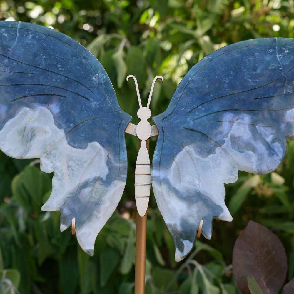 
                  
                    Large Moss Agate Butterfly on Stand | Hand Carved | High Quality | Reiki Infused
                  
                