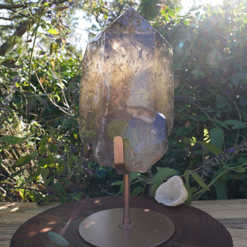 Giant Smoky Natural Citrine Generator | On Rose Gold Stand | Reiki Infused