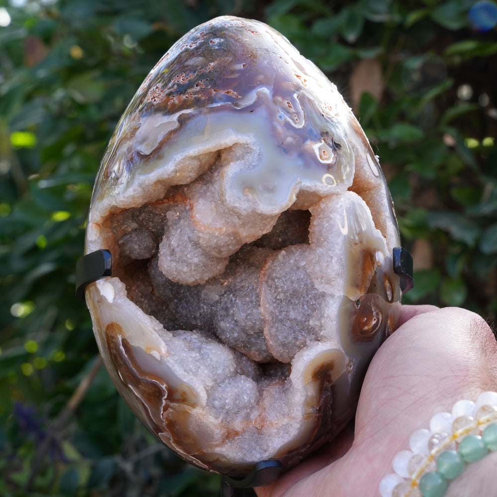 
                  
                    Large Druzy Agate Geode Egg with Stand | Reiki Infused
                  
                