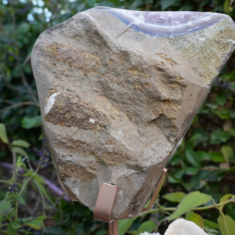 
                  
                    Giant Druzy Amethyst Agate Freeform on Rose Gold Stand | Reiki Infused
                  
                