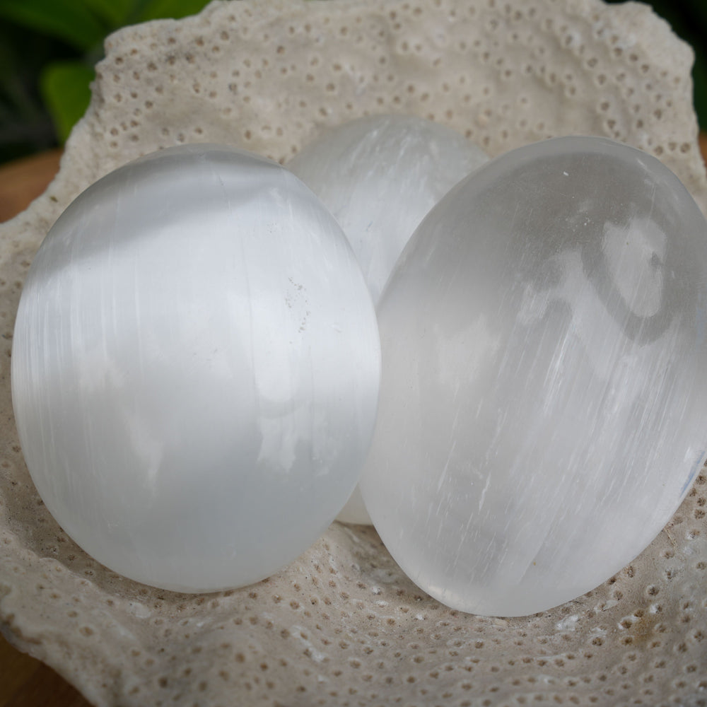 Selenite Palm Stone | Reiki Infused