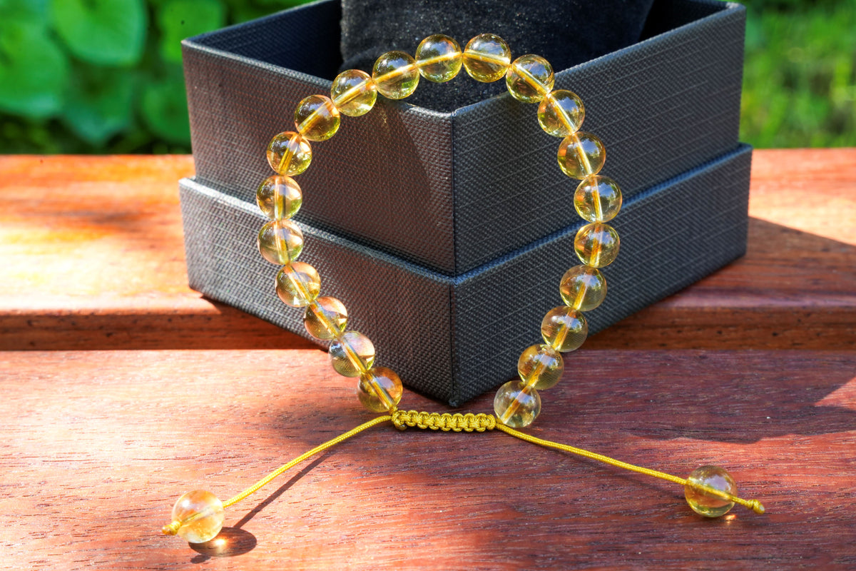 AAA Grade Golden Natural Citrine Macramé Adjustable Bracelet | Made to Order | Handmade by Michael