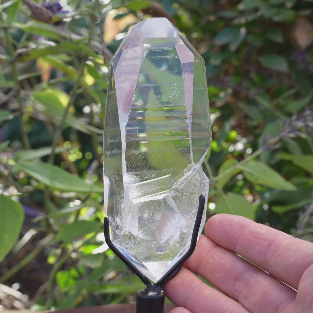 
                  
                    Load and play video in Gallery viewer, AAA Grade Lemurian Star Seed Quartz on Rotating Stand | Reiki Infused
                  
                