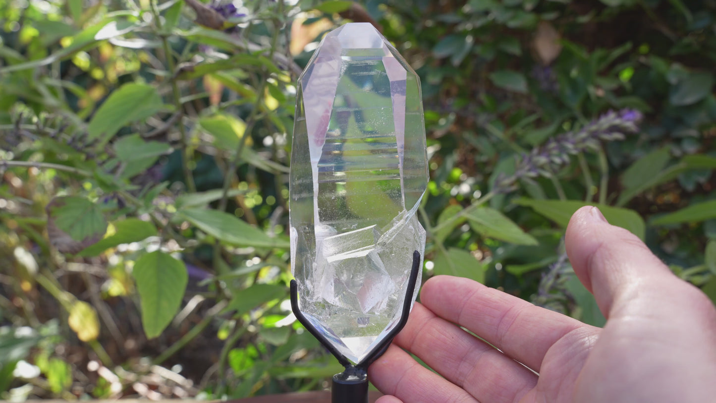 AAA Grade Lemurian Star Seed Quartz on Rotating Stand | Reiki Infused