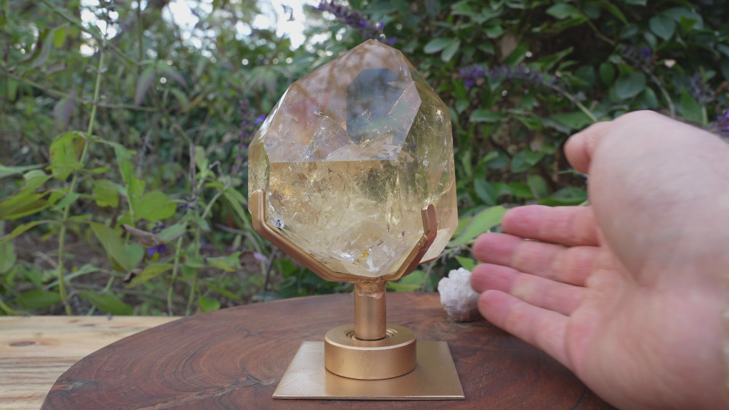 AAA Grade Natural Citrine Generator | On Gold Rotating Stand | Reiki Infused