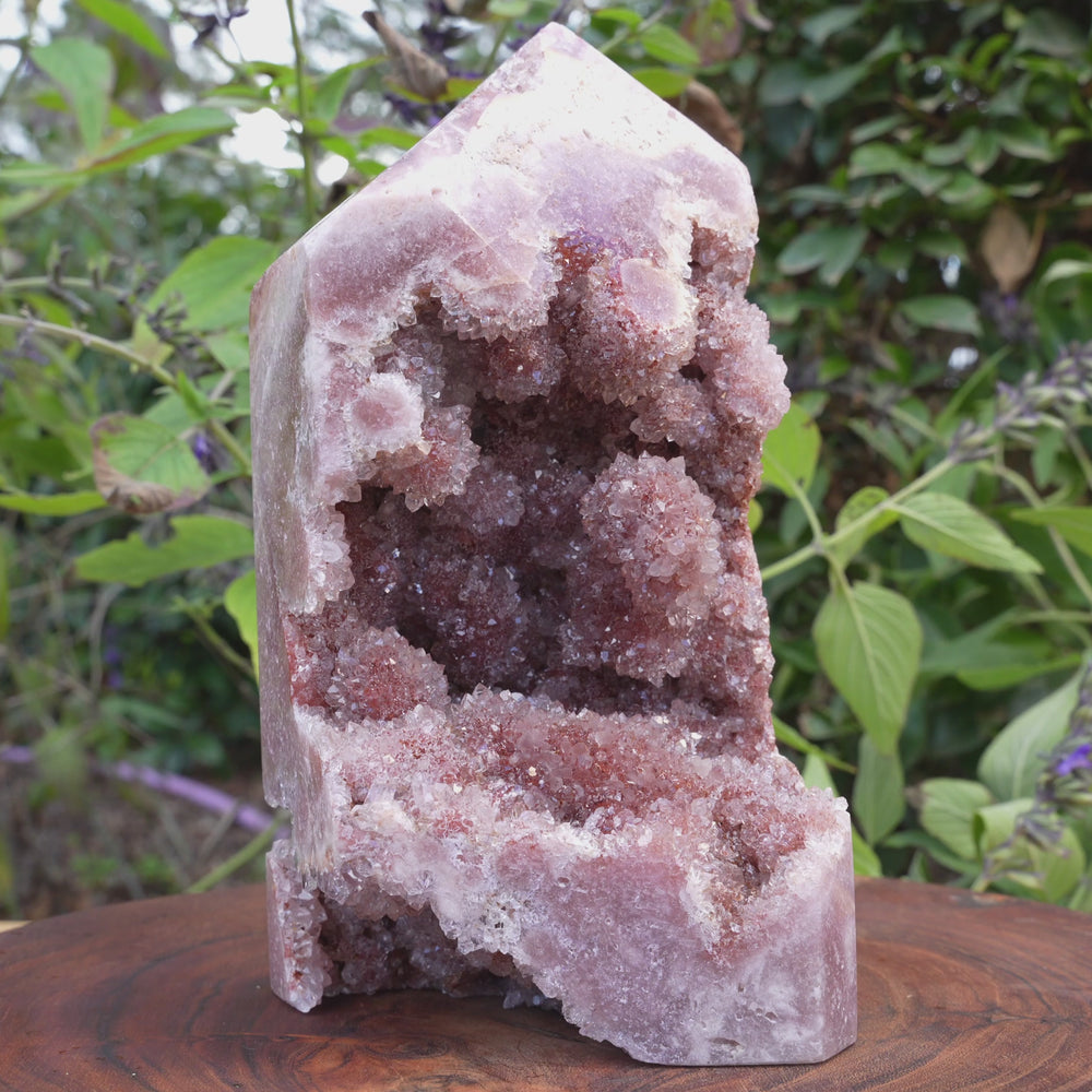 
                  
                    Load and play video in Gallery viewer, AAA Large Grade Druzy Pink Amethyst Tower | Reiki Infused
                  
                