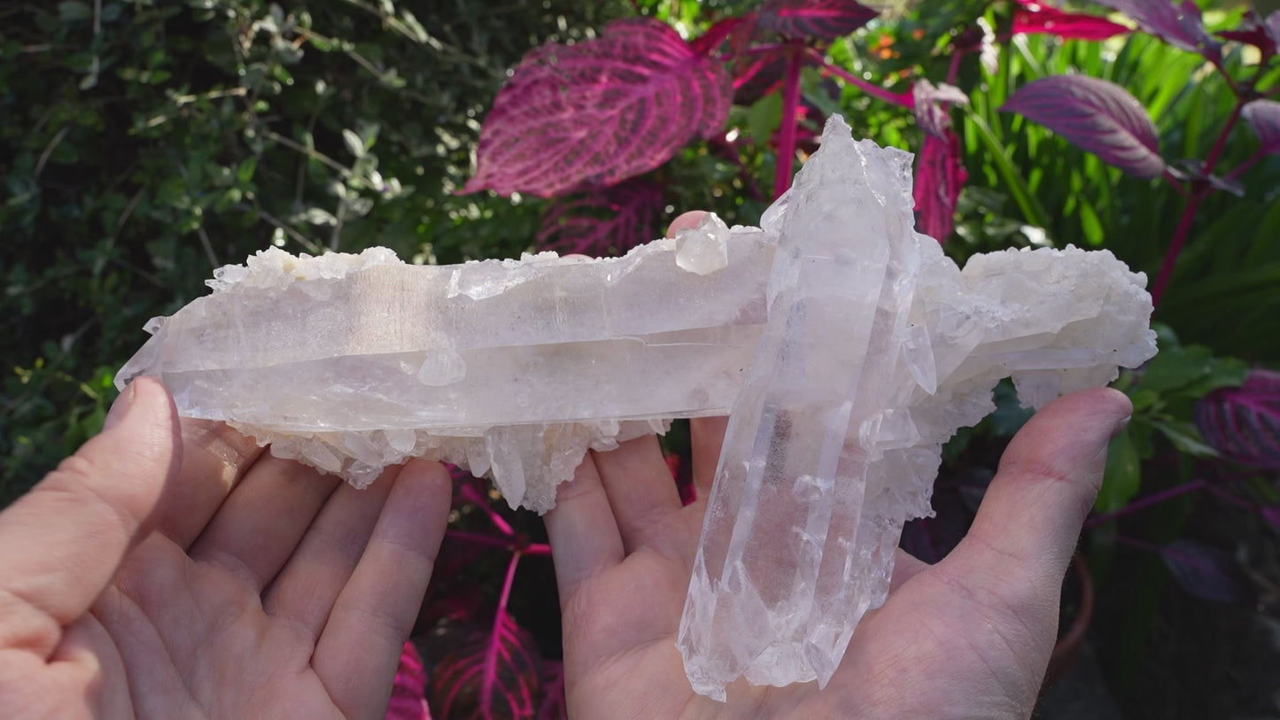 Lemurian Quartz Cluster with Secondary Crystal Growth | Reiki Infused